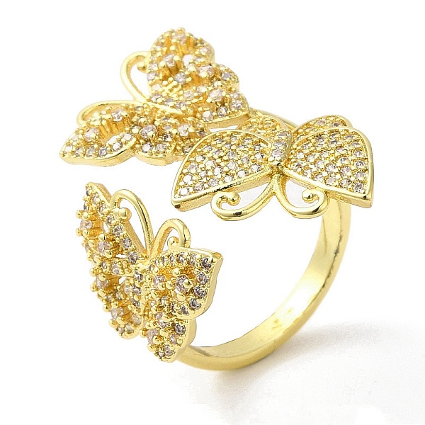 PandaHall Clear Cubic Zirconia Triple Butterfly Open Cuff Ring, Rack Plating Brass Jewelry, Lead Free & Cadmium Free, Real 18K Gold Plated...
PandaHall Clear Cubic Zirconia Triple Butterfly Open Cuff Ring, Rack Plating Brass Jewelry, Lead Free & Cadmium Free, Real 18K Gold Plated...