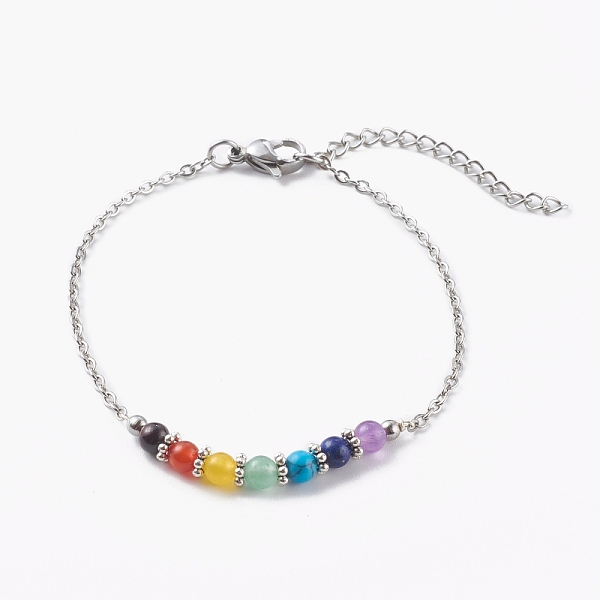 PandaHall Chakra Jewelry, Natural & Synthetic Gemstone Beaded Bracelets, with 304 Stainless Steel Cable Chains, Round, Stainless Steel Color...
PandaHall Chakra Jewelry, Natural & Synthetic Gemstone Beaded Bracelets, with 304 Stainless Steel Cable Chains, Round, Stainless Steel Color...