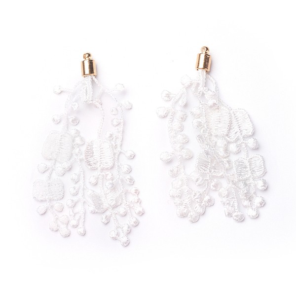 PandaHall CCB Plastic Big Pendants, with Lace, Flower, Golden, White, 70~90x6mm, Hole: 1.6mm Cloth Flower White
PandaHall CCB Plastic Big Pendants, with Lace, Flower, Golden, White, 70~90x6mm, Hole: 1.6mm Cloth Flower White