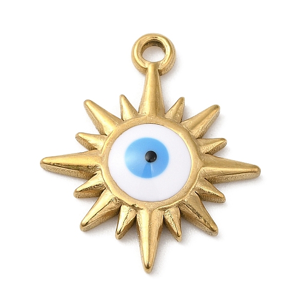 PandaHall Real 18K Gold Plated 304 Stainless Steel Pendants, with Enamel, Sun with Evil Eye Charm, White, 21x18x3mm, Hole: 1.6mm Stainless...
PandaHall Real 18K Gold Plated 304 Stainless Steel Pendants, with Enamel, Sun with Evil Eye Charm, White, 21x18x3mm, Hole: 1.6mm Stainless...