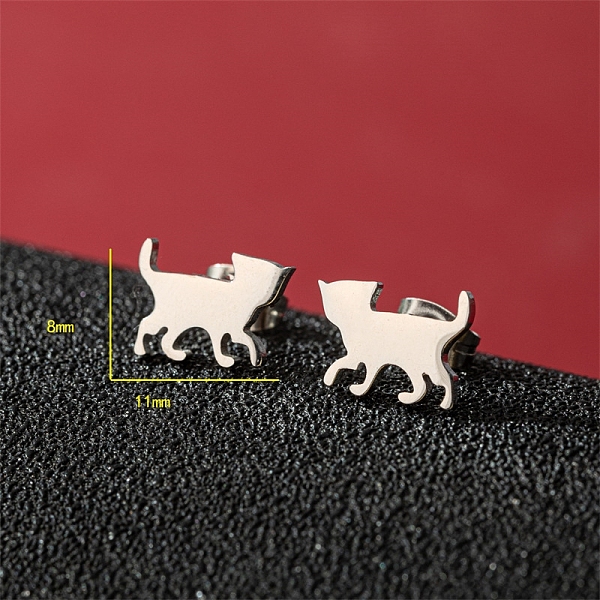 PandaHall Stainless Steel Stud Earrings, Cat Shape, Stainless Steel Color, 8x11mm Stainless Steel Cat Shape
PandaHall Stainless Steel Stud Earrings, Cat Shape, Stainless Steel Color, 8x11mm Stainless Steel Cat Shape
