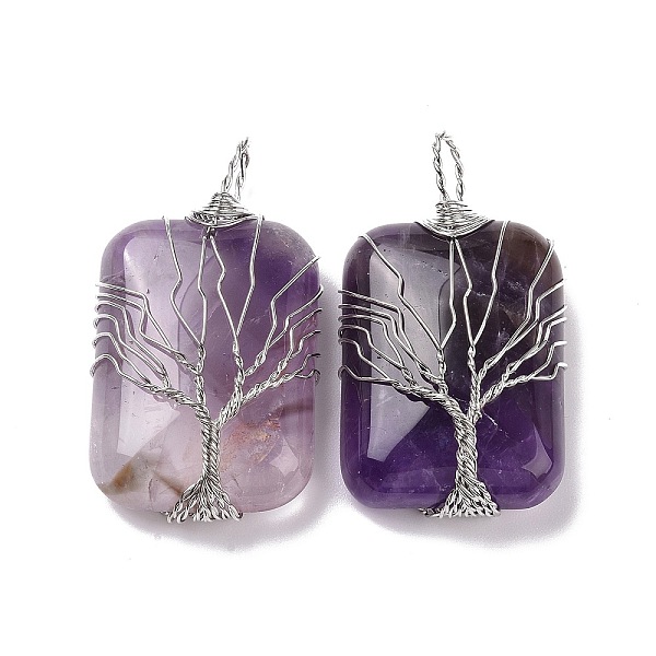 PandaHall Natural Amethyst Copper Wire Wrapped Pendants, Rectangle with Tree of Life Charms, Platinum, 46~49x25~27x10~12mm, Hole: 8x9mm...
PandaHall Natural Amethyst Copper Wire Wrapped Pendants, Rectangle with Tree of Life Charms, Platinum, 46~49x25~27x10~12mm, Hole: 8x9mm...