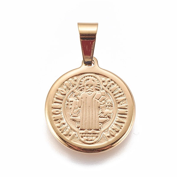 PandaHall 304 Stainless Steel Pendants, Flat Round with Saint Benedict, Golden, 20x17.5x2mm, Hole: 7x4mm 304 Stainless Steel Flat Round
PandaHall 304 Stainless Steel Pendants, Flat Round with Saint Benedict, Golden, 20x17.5x2mm, Hole: 7x4mm 304 Stainless Steel Flat Round