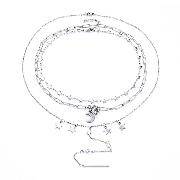 PandaHall 304 Stainless Steel Pendant Necklaces Sets, with Paperclip Chains & Star Link Chains, Toggle Clasps & Lobster Claw Clasps, Moon...
PandaHall 304 Stainless Steel Pendant Necklaces Sets, with Paperclip Chains & Star Link Chains, Toggle Clasps & Lobster Claw Clasps, Moon...