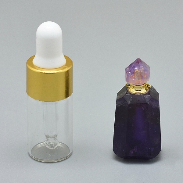 PandaHall Faceted Natural Amethyst Openable Perfume Bottle Pendants, with Brass Findings and Glass Essential Oil Bottles...
PandaHall Faceted Natural Amethyst Openable Perfume Bottle Pendants, with Brass Findings and Glass Essential Oil Bottles...