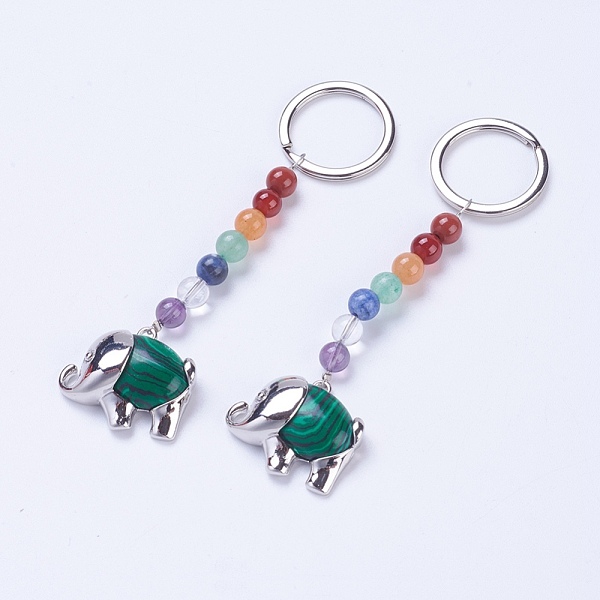 PandaHall Synthetic Malachite Chakra Keychain, with Mixed Stone and Platinum Plated Brass Key Findings, Elephant, 92mm, Ring: 24x2mm, Bead...
PandaHall Synthetic Malachite Chakra Keychain, with Mixed Stone and Platinum Plated Brass Key Findings, Elephant, 92mm, Ring: 24x2mm, Bead...