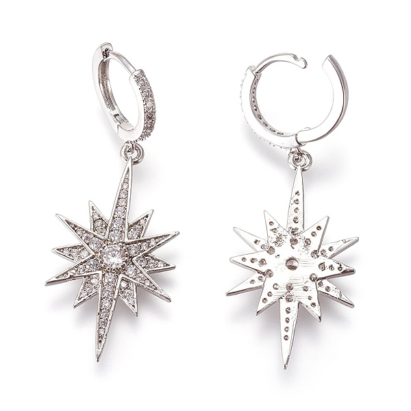PandaHall Brass Cubic Zirconia Hoop Earrings, Dangle Earrings, Twinkle Star, Clear, Platinum, 48mm, Pendant: 33.5x18x12.5mm, Pin: 1mm Cubic...
PandaHall Brass Cubic Zirconia Hoop Earrings, Dangle Earrings, Twinkle Star, Clear, Platinum, 48mm, Pendant: 33.5x18x12.5mm, Pin: 1mm Cubic...