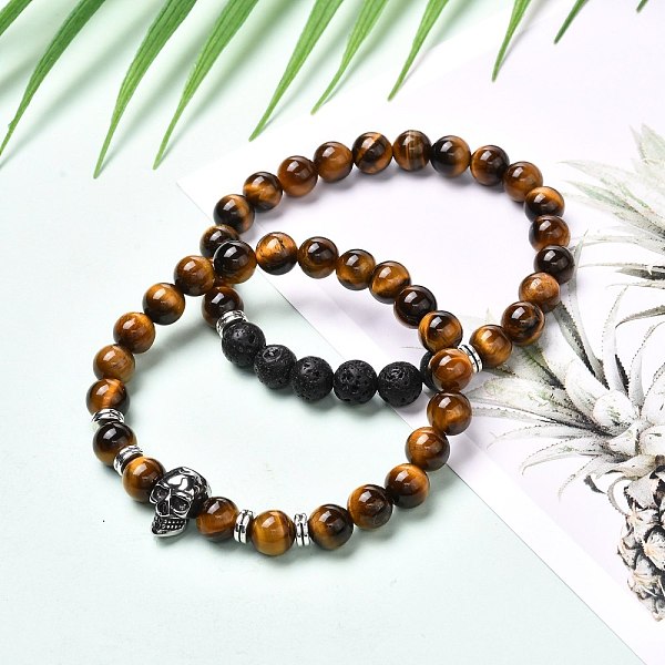 PandaHall Skull Beads Stretch Bracelets Set for Men Women, Natural Tiger Eye & Natural Lava Rock Beads Bracelets, Inner Diameter: 2-1/8...
PandaHall Skull Beads Stretch Bracelets Set for Men Women, Natural Tiger Eye & Natural Lava Rock Beads Bracelets, Inner Diameter: 2-1/8...