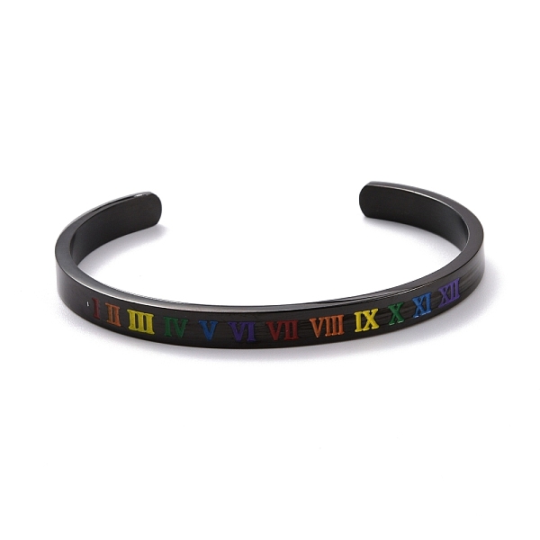 PandaHall Rainbow Pride Cuff Bangle, Titanium Steel Roman Numeral Flat Open Bangle for Men Women, Electrophoresis Black, Inner Diameter...
PandaHall Rainbow Pride Cuff Bangle, Titanium Steel Roman Numeral Flat Open Bangle for Men Women, Electrophoresis Black, Inner Diameter...