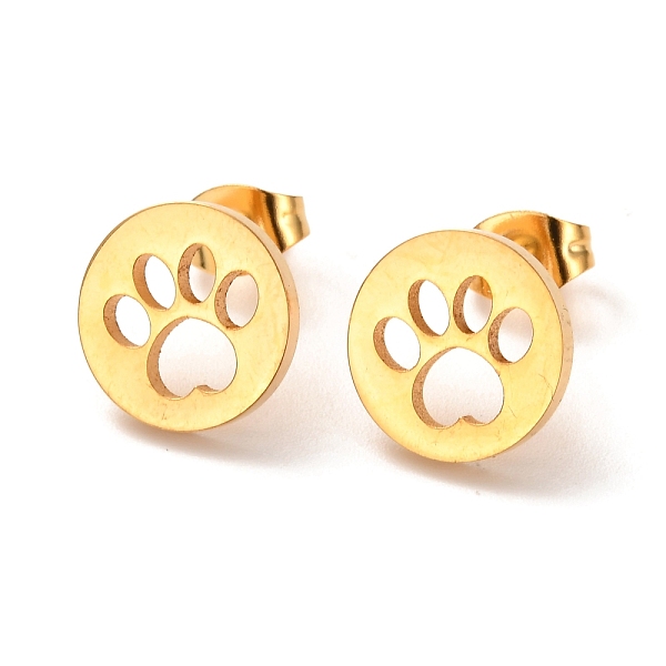 PandaHall Ion Plating(IP) 304 Stainless Steel Stud Earrings, Flat Round with Dog Paw Prints, Golden, 11mm, Pin: 0.8mm 304 Stainless Steel...
PandaHall Ion Plating(IP) 304 Stainless Steel Stud Earrings, Flat Round with Dog Paw Prints, Golden, 11mm, Pin: 0.8mm 304 Stainless Steel...