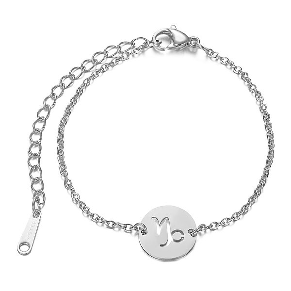 PandaHall 201 Stainless Steel Link Bracelets, with Cable Chains and Lobster Claw Clasps, Flat Round with Constellation, Capricorn, 6...
PandaHall 201 Stainless Steel Link Bracelets, with Cable Chains and Lobster Claw Clasps, Flat Round with Constellation, Capricorn, 6...