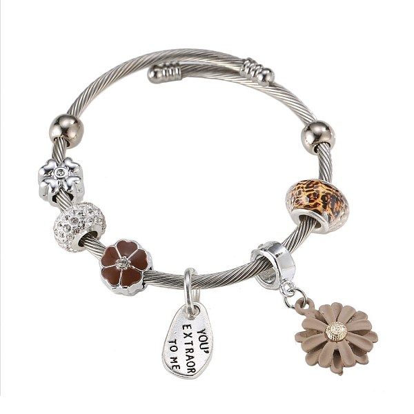 PandaHall European Bracelets, with Glass Beads, Enamel, Rhinestone, Brown, Silver, Inner Diameter: 2-1/8 inch(5.3cm) Glass Brown
PandaHall European Bracelets, with Glass Beads, Enamel, Rhinestone, Brown, Silver, Inner Diameter: 2-1/8 inch(5.3cm) Glass Brown