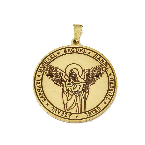PandaHall 304 Stainless Steel Pendants, Flat Round with Angel Charm, Golden, 38x35x1.5mm, Hole: 7.5x4mm 304 Stainless Steel Flat Round
PandaHall 304 Stainless Steel Pendants, Flat Round with Angel Charm, Golden, 38x35x1.5mm, Hole: 7.5x4mm 304 Stainless Steel Flat Round