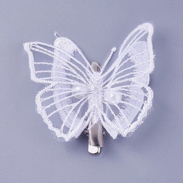 PandaHall Iron Hair Accessories Alligator Hair Clip, with Cloth, Butterfly, White, 60mm Iron White
PandaHall Iron Hair Accessories Alligator Hair Clip, with Cloth, Butterfly, White, 60mm Iron White