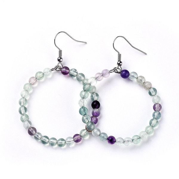 PandaHall Natural Fluorite Dangle Earrings, with Stainless Steel Hook, Ring, 60~61x44mm, Pin: 0.6mm Fluorite
PandaHall Natural Fluorite Dangle Earrings, with Stainless Steel Hook, Ring, 60~61x44mm, Pin: 0.6mm Fluorite