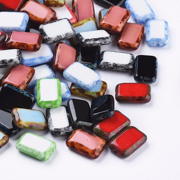PandaHall Retro Czech Glass Beads, Rectangle, Mixed Color, 12x8x3.5mm, Hole: 0.9mm, about 120pcs/bag Czech Glass Rectangle Multicolor
PandaHall Retro Czech Glass Beads, Rectangle, Mixed Color, 12x8x3.5mm, Hole: 0.9mm, about 120pcs/bag Czech Glass Rectangle Multicolor