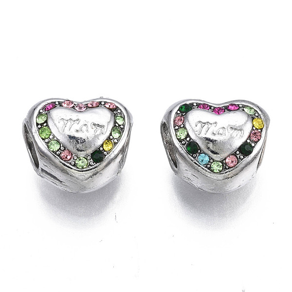 PandaHall Rack Plating Alloy European Beads, Large Hole Beads, with Rhinestone, Cadmium Free & Nickel Free & Lead Free, Heart, Colorful..., Multicolor
PandaHall Rack Plating Alloy European Beads, Large Hole Beads, with Rhinestone, Cadmium Free & Nickel Free & Lead Free, Heart, Colorful..., Multicolor