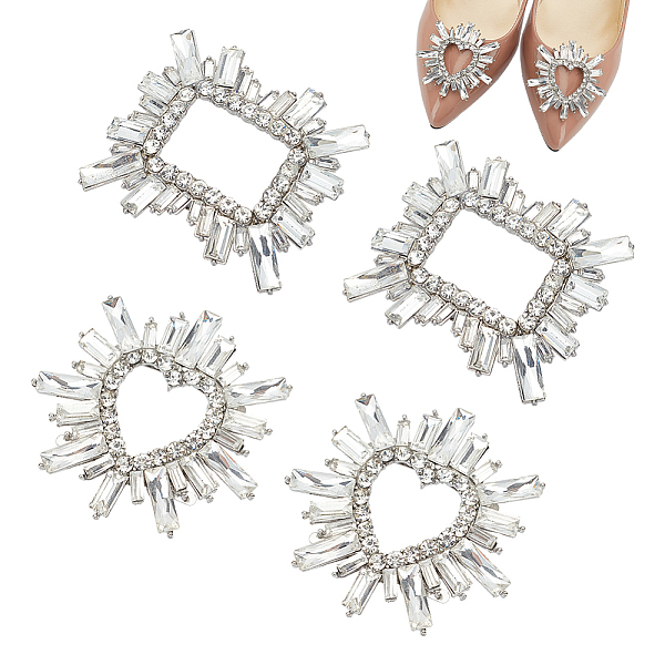 PandaHall WADORN 4Pcs 2 Style Alloy Crystal Rhinestone Shoe Decorations, Detachable Shoe Buckle Clips, Platinum, 49.5~57x56~58.5x6~7mm..., Clear
PandaHall WADORN 4Pcs 2 Style Alloy Crystal Rhinestone Shoe Decorations, Detachable Shoe Buckle Clips, Platinum, 49.5~57x56~58.5x6~7mm..., Clear