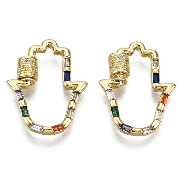 PandaHall Brass Micro Pave Cubic Zirconia Screw Carabiner Lock Charms, for Necklaces Making, Nickel Free, Hamsa Hand/Hand of Fatima/Hand of...
PandaHall Brass Micro Pave Cubic Zirconia Screw Carabiner Lock Charms, for Necklaces Making, Nickel Free, Hamsa Hand/Hand of Fatima/Hand of...