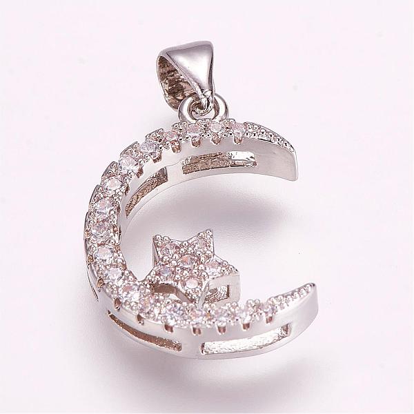 PandaHall Brass Micro Pave Cubic Zirconia Pendants, Moon with Star, Platinum, 19x14x4mm, Hole: 3.5x4mm Brass+Cubic Zirconia Moon
PandaHall Brass Micro Pave Cubic Zirconia Pendants, Moon with Star, Platinum, 19x14x4mm, Hole: 3.5x4mm Brass+Cubic Zirconia Moon