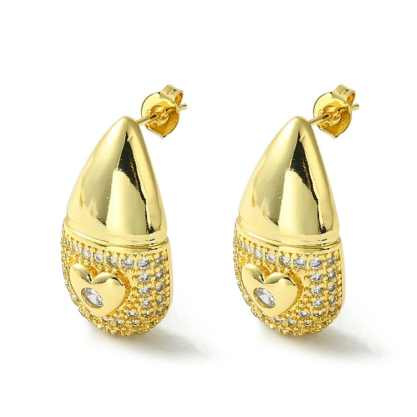 PandaHall Brass with Cubic Zirconia Studs Earrings, Teardrop with Heart, Real 16K Gold Plated, 26x13.5mm Brass Teardrop Clear
PandaHall Brass with Cubic Zirconia Studs Earrings, Teardrop with Heart, Real 16K Gold Plated, 26x13.5mm Brass Teardrop Clear