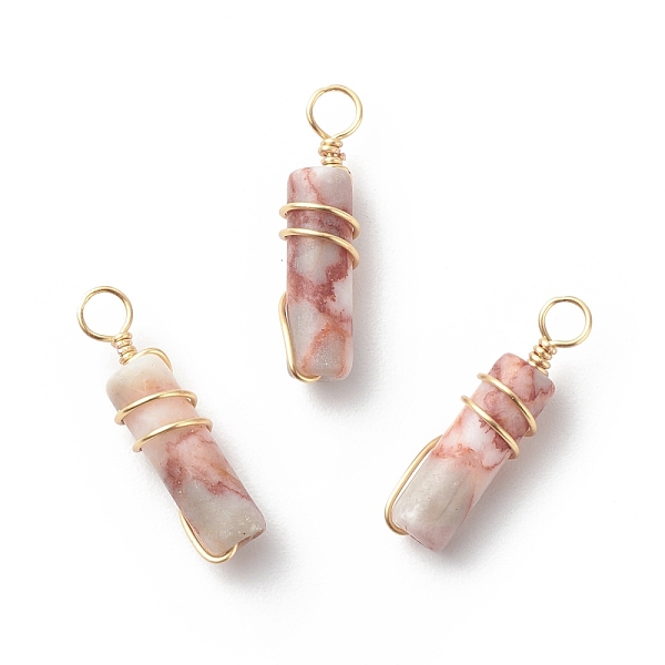 PandaHall Natural Red Netstone Pendants, with Golden Tone Copper Wire Wrapped, Column Charm, 18.5~20x5~5.5mm, Hole: 2.5mm Netstone Column
PandaHall Natural Red Netstone Pendants, with Golden Tone Copper Wire Wrapped, Column Charm, 18.5~20x5~5.5mm, Hole: 2.5mm Netstone Column