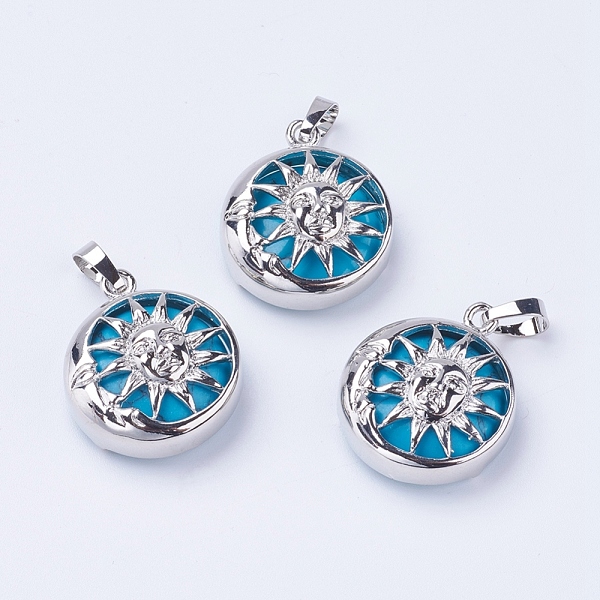 PandaHall Synthetic Turquoise Pendants, with Brass Findings, Flat Round with Sun, Platinum, 28x24x9~10mm, Hole: 5x7mm Synthetic Turquoise...
PandaHall Synthetic Turquoise Pendants, with Brass Findings, Flat Round with Sun, Platinum, 28x24x9~10mm, Hole: 5x7mm Synthetic Turquoise...