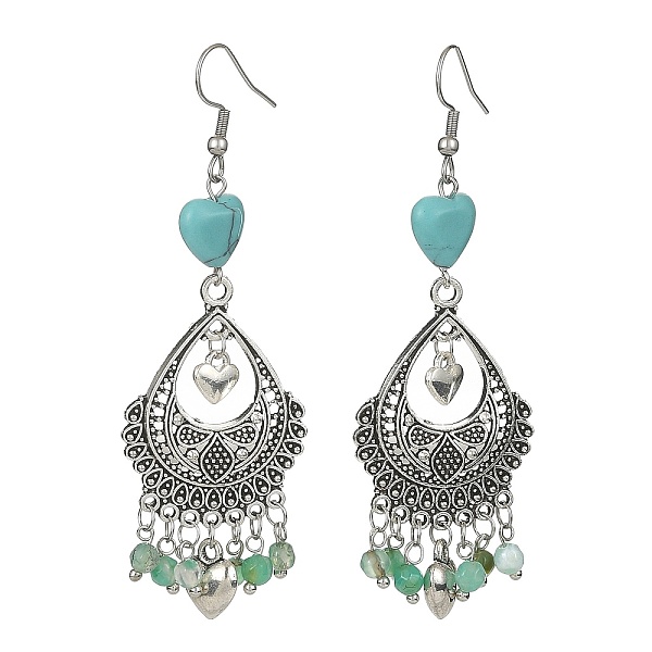 PandaHall Natural Agate(Dyed) & Synthetic Turquoise Heart Chandelier Earrings, Alloy Teardrop Earrings with 304 Stainless Steel Pins...
PandaHall Natural Agate(Dyed) & Synthetic Turquoise Heart Chandelier Earrings, Alloy Teardrop Earrings with 304 Stainless Steel Pins...