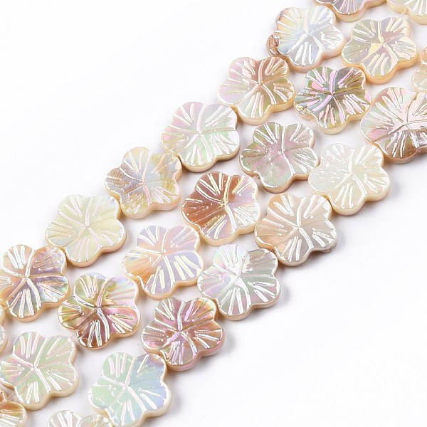 PandaHall Electroplated Natural Freshwater Shell Beads Strands, AB Color Plated, Flower, Colorful, 14.5~15.5x15~15.5x2~3mm, Hole: 0.9mm..., Orange
PandaHall Electroplated Natural Freshwater Shell Beads Strands, AB Color Plated, Flower, Colorful, 14.5~15.5x15~15.5x2~3mm, Hole: 0.9mm..., Orange