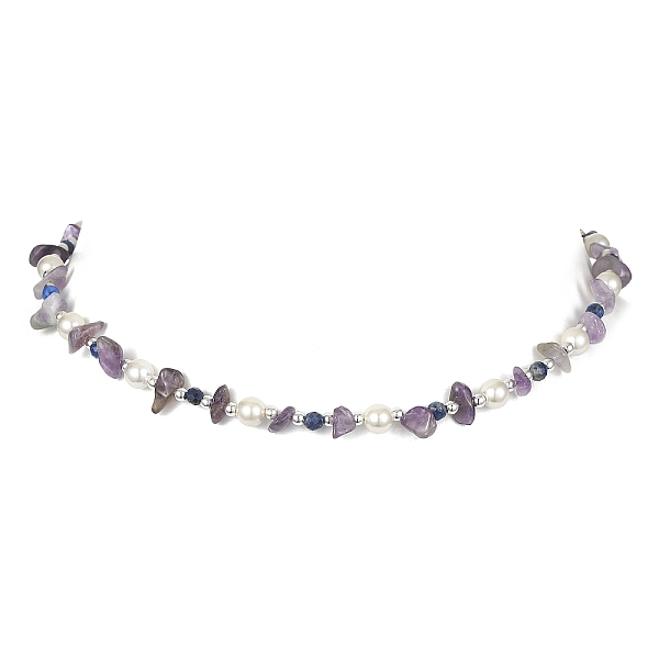 PandaHall Natural Amethyst & Lapis Lazuli Chips & Shell Pearl Beaded Necklace for Women, 15.94 inch(40.5cm) Amethyst
PandaHall Natural Amethyst & Lapis Lazuli Chips & Shell Pearl Beaded Necklace for Women, 15.94 inch(40.5cm) Amethyst