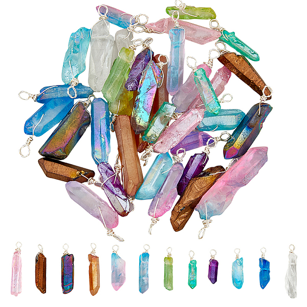 PandaHall 48Pcs 12 Colors Electroplated & Dyed Natural Quartz Crystal Pendants, Silver Color Plated Copper Wire Wrapped Nuggets Charms..., Multicolor
PandaHall 48Pcs 12 Colors Electroplated & Dyed Natural Quartz Crystal Pendants, Silver Color Plated Copper Wire Wrapped Nuggets Charms..., Multicolor