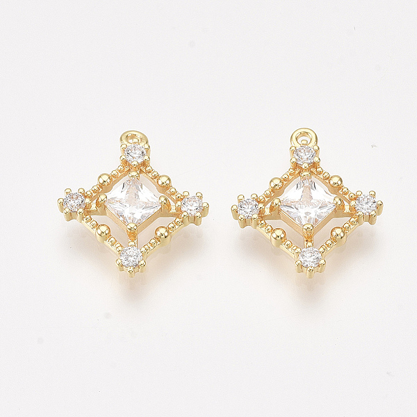 PandaHall Brass Cubic Zirconia Pendants, Real 18K Gold Plated, Nickel Free, Rhombus, Clear, 15.5x13.5x3mm, Hole: 1mm, Diagonal Length...
PandaHall Brass Cubic Zirconia Pendants, Real 18K Gold Plated, Nickel Free, Rhombus, Clear, 15.5x13.5x3mm, Hole: 1mm, Diagonal Length...