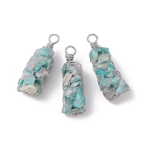 PandaHall Rack Plating Copper Wire Wrapped Natural Amazonite Chip Big Pendants, Macrame Gems Charms, Cadmium Free & Lead Free, Platinum...
PandaHall Rack Plating Copper Wire Wrapped Natural Amazonite Chip Big Pendants, Macrame Gems Charms, Cadmium Free & Lead Free, Platinum...
