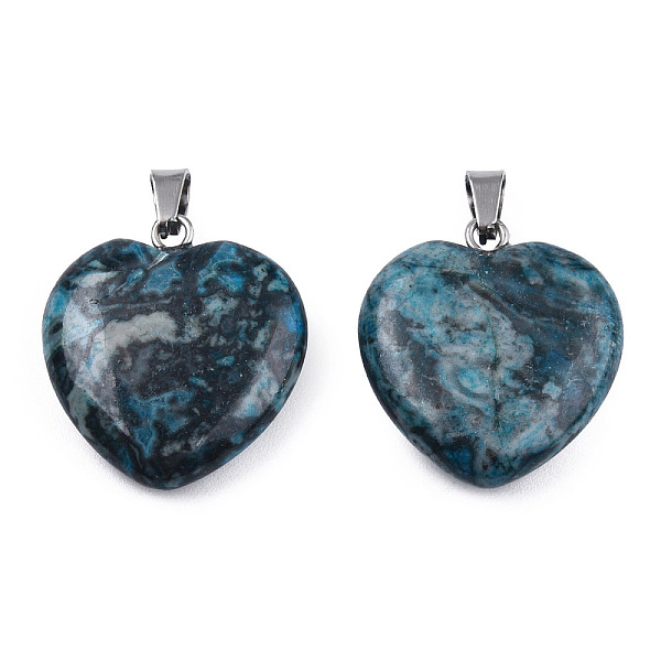 PandaHall Natural Map Stone Pendants, with Stainless Steel Color Tone Stainless Steel Snap On Bails, Heart Charm, Dyed & Heated, Dark...
PandaHall Natural Map Stone Pendants, with Stainless Steel Color Tone Stainless Steel Snap On Bails, Heart Charm, Dyed & Heated, Dark...