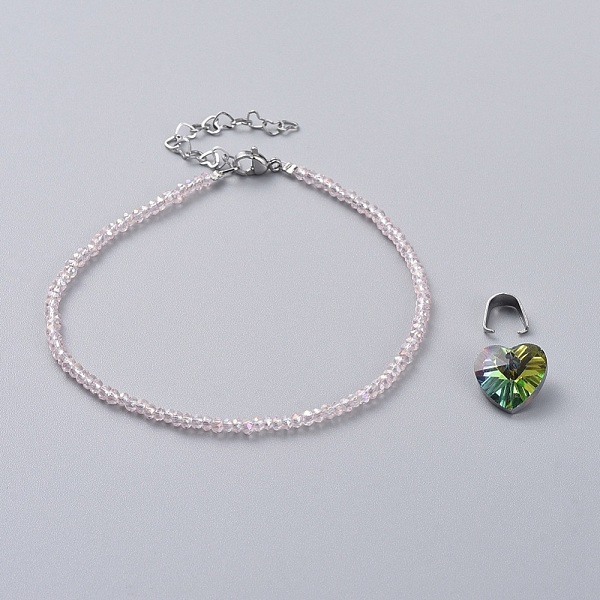 PandaHall Electroplate Glass Beads Anklets, with 304 Stainless Steel Heart Link Chains & Lobster Claw Clasps & Snap on Bails, Heart Glass..., Pink
PandaHall Electroplate Glass Beads Anklets, with 304 Stainless Steel Heart Link Chains & Lobster Claw Clasps & Snap on Bails, Heart Glass..., Pink