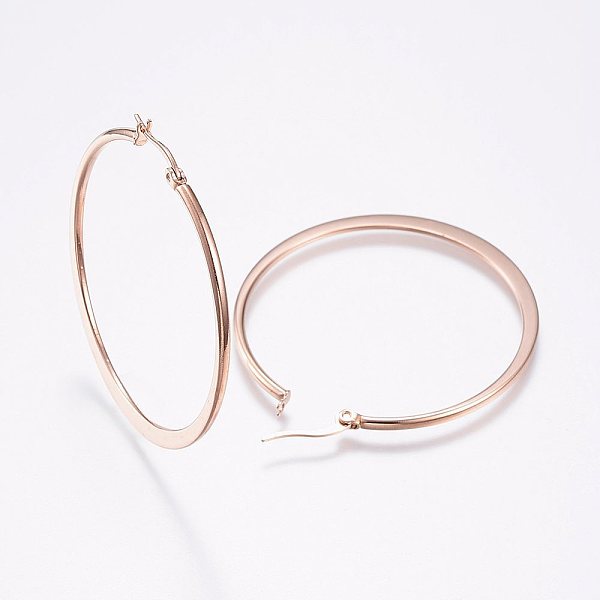 PandaHall 304 Stainless Steel Big Hoop Earrings, Hypoallergenic Earrings, Flat Ring Shape, Rose Gold, 12 Gauge, 44~46x2mm, Pin: 0.7x1mm 304...
PandaHall 304 Stainless Steel Big Hoop Earrings, Hypoallergenic Earrings, Flat Ring Shape, Rose Gold, 12 Gauge, 44~46x2mm, Pin: 0.7x1mm 304...
