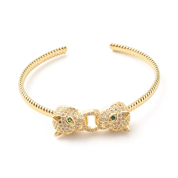 PandaHall Green Cubic Zirconia Double Leopard Open Cuff Bangle, Brass Jewelry for Women, Cadmium Free & Lead Free, Real 18K Gold Plated...
PandaHall Green Cubic Zirconia Double Leopard Open Cuff Bangle, Brass Jewelry for Women, Cadmium Free & Lead Free, Real 18K Gold Plated...