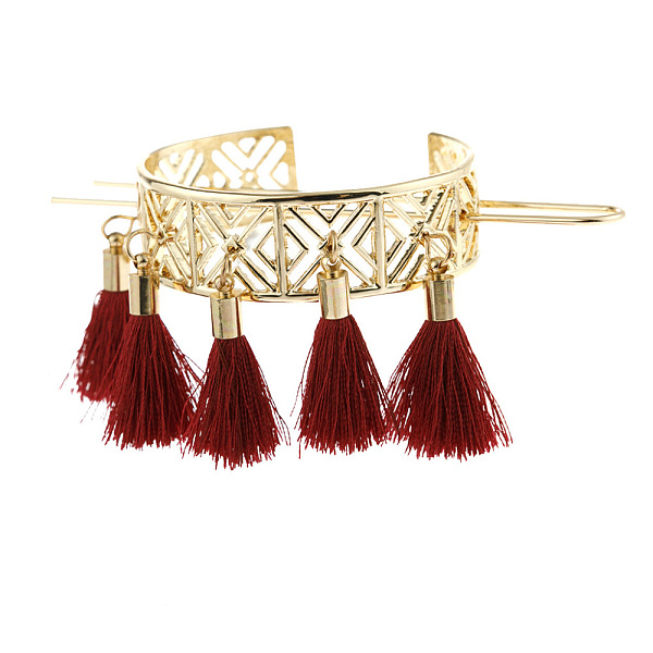 PandaHall Alloy Hair Sticks, Hair Bun Cages, Hair Clips, Hair Pins, Cuff Ring with Tassel, Dark Red, Stick: 110mm Alloy
PandaHall Alloy Hair Sticks, Hair Bun Cages, Hair Clips, Hair Pins, Cuff Ring with Tassel, Dark Red, Stick: 110mm Alloy