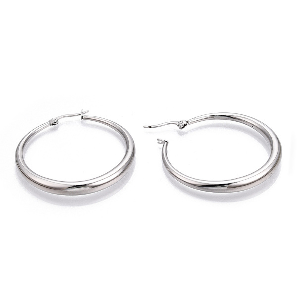 PandaHall 201 Stainless Steel Big Hoop Earrings for Women, with 304 Stainless Steel Pins, Stainless Steel Color, 48x43.5x5mm, Pin: 1mm 201...
PandaHall 201 Stainless Steel Big Hoop Earrings for Women, with 304 Stainless Steel Pins, Stainless Steel Color, 48x43.5x5mm, Pin: 1mm 201...