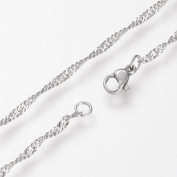 PandaHall 304 Stainless Steel Singapore Chains Necklaces, Water Wave Chain Necklaces, with Lobster Clasps, Stainless Steel Color, 18.1 inch...
PandaHall 304 Stainless Steel Singapore Chains Necklaces, Water Wave Chain Necklaces, with Lobster Clasps, Stainless Steel Color, 18.1 inch...