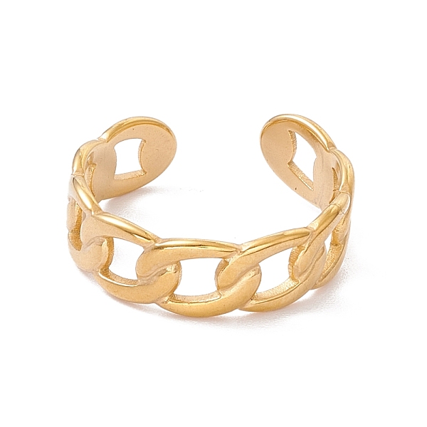 PandaHall Ion Plating(IP) 304 Stainless Steel Curb Chains Shape Open Cuff Ring, Hollow Ring for Women, Golden, US Size 8(18.1mm) 304...
PandaHall Ion Plating(IP) 304 Stainless Steel Curb Chains Shape Open Cuff Ring, Hollow Ring for Women, Golden, US Size 8(18.1mm) 304...