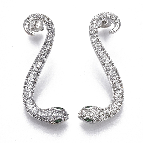 PandaHall Brass Micro Pave Cubic Zirconia Stud Dangle Earrings, with Earring Backs, Nickel Free, Snake, Real Platinum Plated, 37x15x4mm, Pin..., Clear
PandaHall Brass Micro Pave Cubic Zirconia Stud Dangle Earrings, with Earring Backs, Nickel Free, Snake, Real Platinum Plated, 37x15x4mm, Pin..., Clear
