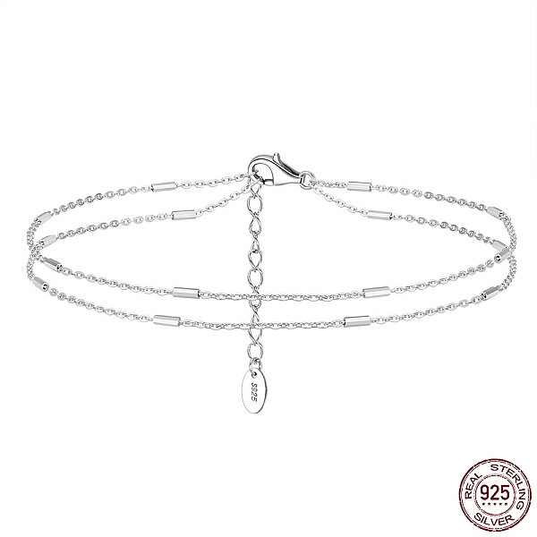 PandaHall Rhodium Plated 925 Sterling Silver Double Layered Cable Chain Anklet with Beads, Women's Jewelry for Summer Beach, with S925 Stamp...
PandaHall Rhodium Plated 925 Sterling Silver Double Layered Cable Chain Anklet with Beads, Women's Jewelry for Summer Beach, with S925 Stamp...