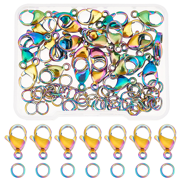 PandaHall DICOSMETIC 30Pcs Ion Plating(IP) 304 Stainless Steel Lobster Claw Clasps & 50Pcs Open Jump Rings, Rainbow Color, Lobster Claw...
PandaHall DICOSMETIC 30Pcs Ion Plating(IP) 304 Stainless Steel Lobster Claw Clasps & 50Pcs Open Jump Rings, Rainbow Color, Lobster Claw...