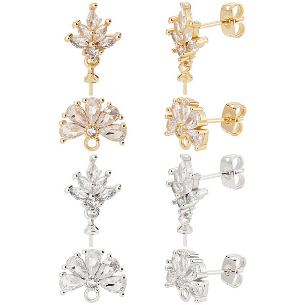 PandaHall Beebeecraft 4 Pairs 4 Style Brass Cubic Zirconia Flower Stud Earring Findings, with Cup Pearl Peg Bails & Horizontal Loops & 8Pcs..., Clear
PandaHall Beebeecraft 4 Pairs 4 Style Brass Cubic Zirconia Flower Stud Earring Findings, with Cup Pearl Peg Bails & Horizontal Loops & 8Pcs..., Clear