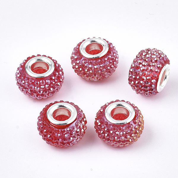 PandaHall Resin Rhinestone European Beads, Large Hole Beads, with Platinum Tone Brass Double Cores, AB Color, Rondelle, Berry Beads, Red...
PandaHall Resin Rhinestone European Beads, Large Hole Beads, with Platinum Tone Brass Double Cores, AB Color, Rondelle, Berry Beads, Red...