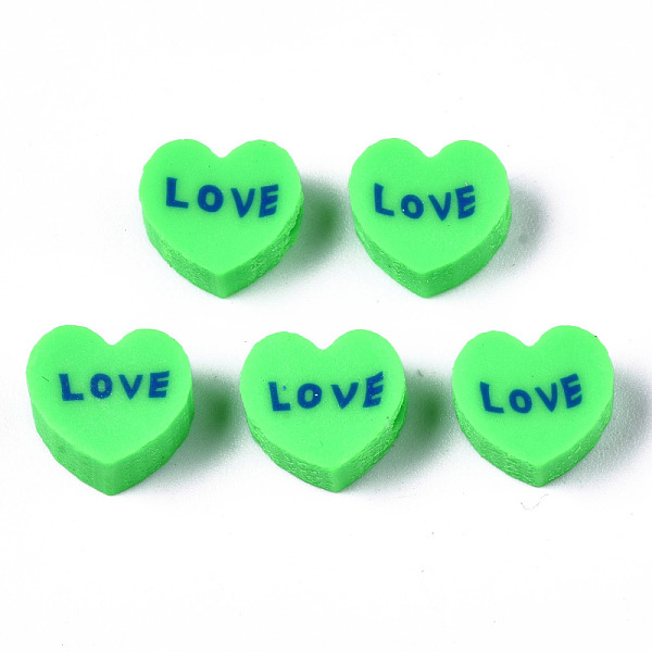 PandaHall Handmade Polymer Clay Beads, Heart with Word Love, Spring Green, 8~8.5x9~9.5x4.5mm, Hole: 1.8mm Polymer Clay Heart
PandaHall Handmade Polymer Clay Beads, Heart with Word Love, Spring Green, 8~8.5x9~9.5x4.5mm, Hole: 1.8mm Polymer Clay Heart