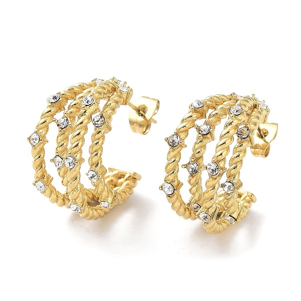PandaHall Real 18K Gold Plated 304 Stainless Steel Stud Earrings with Rhinestone, Split Earrings, Half Hoop Earrings, Crystal, 22x10.5mm..., Clear
PandaHall Real 18K Gold Plated 304 Stainless Steel Stud Earrings with Rhinestone, Split Earrings, Half Hoop Earrings, Crystal, 22x10.5mm..., Clear