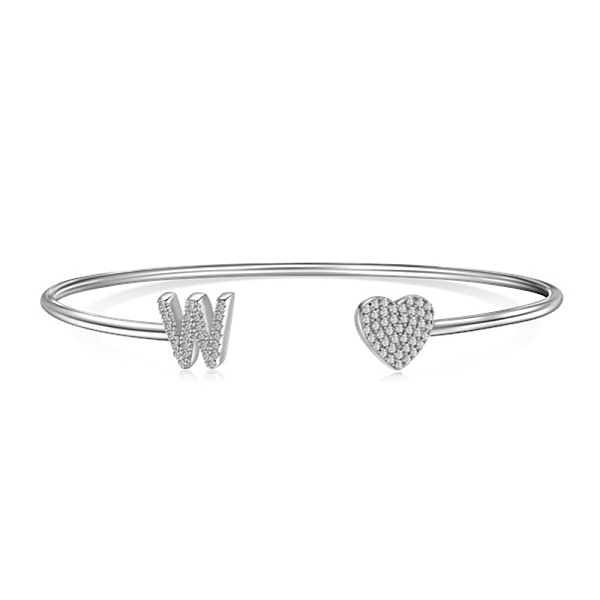 PandaHall Heart & Letter Rhodium Plated 925 Sterling Silver Micro Pave Cubic Zirconia Cuff Bangles for Women, Letter W, 0.2~0.8cm, Inner...
PandaHall Heart & Letter Rhodium Plated 925 Sterling Silver Micro Pave Cubic Zirconia Cuff Bangles for Women, Letter W, 0.2~0.8cm, Inner...