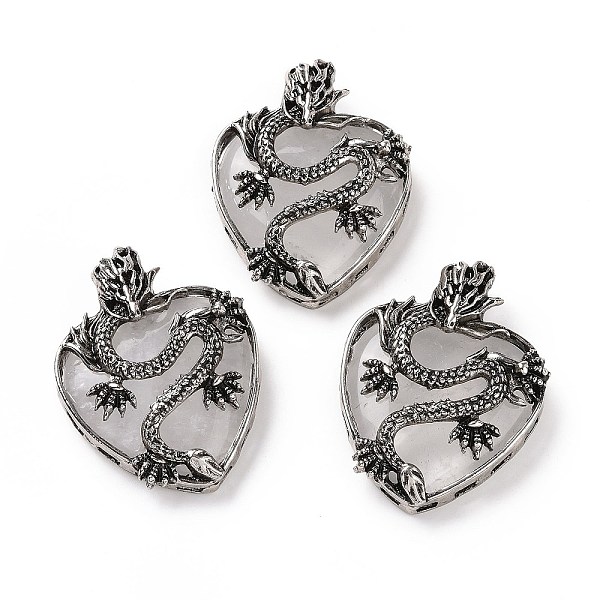 PandaHall Natural Quartz Crystal Pendants, Heart Charms, with Rack Plating Antique Silver Tone Alloy Dragon Findings, 41~41.5x31.5~32x11.5mm...
PandaHall Natural Quartz Crystal Pendants, Heart Charms, with Rack Plating Antique Silver Tone Alloy Dragon Findings, 41~41.5x31.5~32x11.5mm...